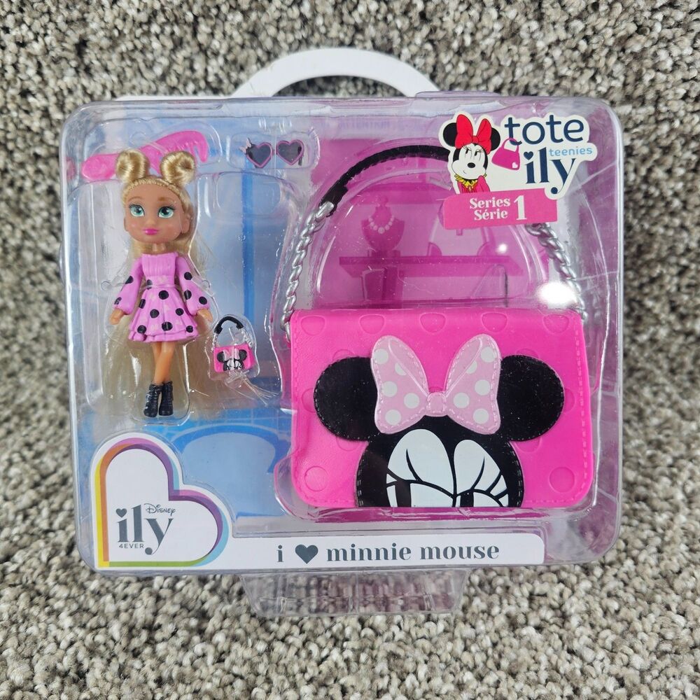 Disney ILY 4Ever Tote Teenies Doll & Purse Series. New Minnie Mouse Blonde